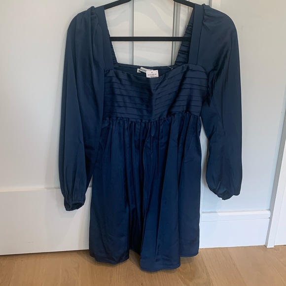 Abercrombie & fitch navy blue long sleeve Emerson mini dress square neck - Picture 3 of 6